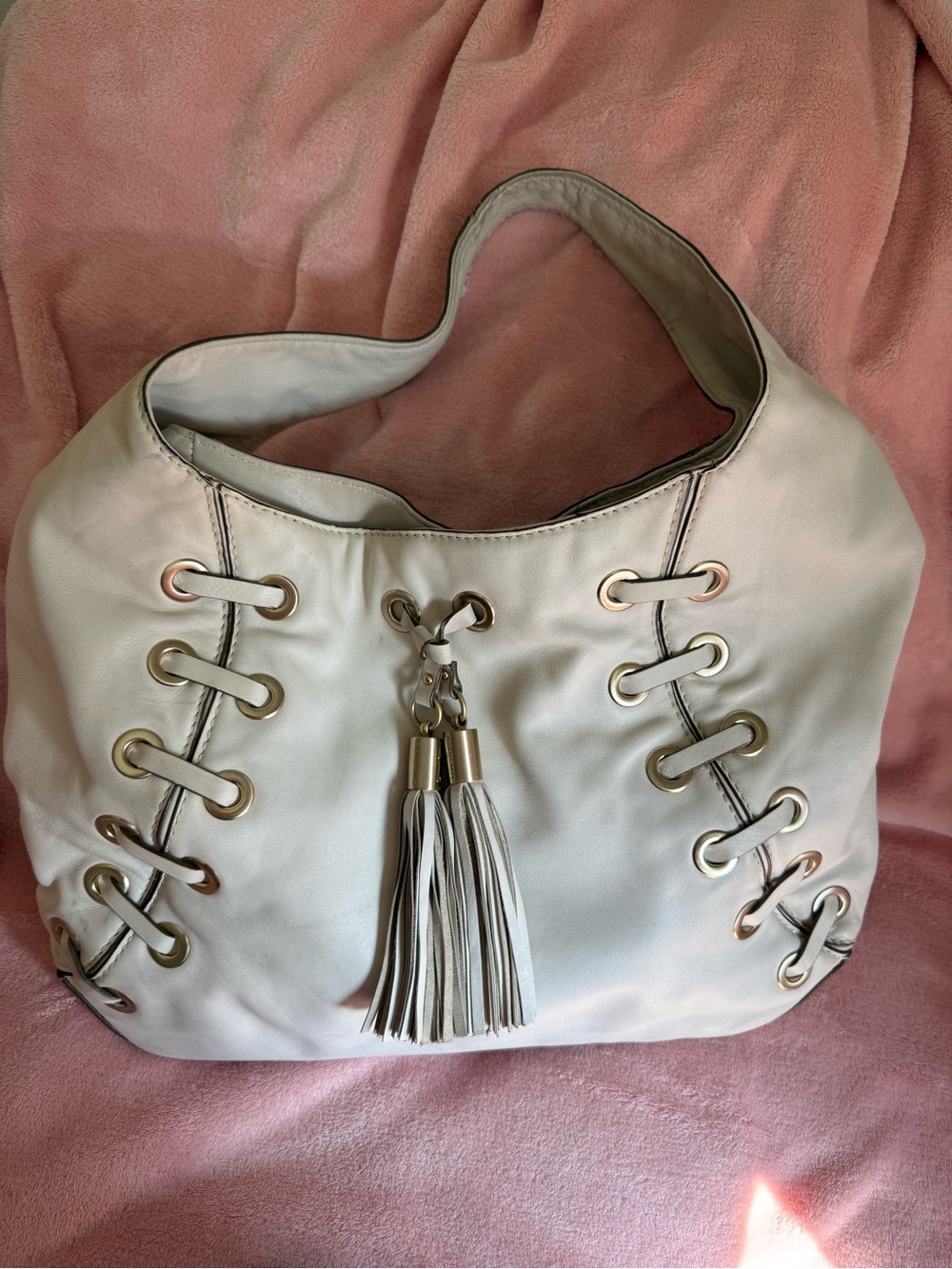 Michael Kors White Tassel Hobo Bag